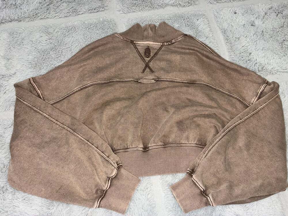 FP Movement by Free People cropped brown sweatshirt cardigan